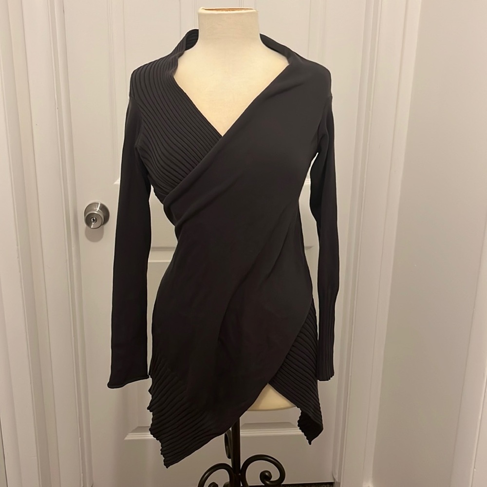 Open back, wrap cardigan